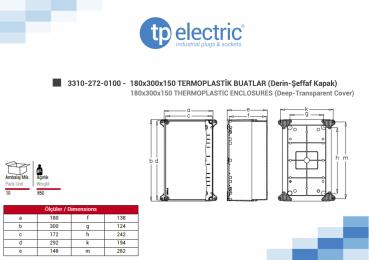 Preview: Installationsgehäuse IP67 (180x300x150mm) - mit Transparentdeckel